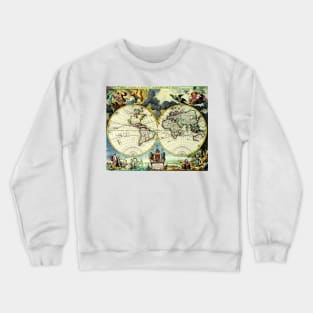 Nicolaes Visscher - New World Map 1658 -  Ancient Worlds Crewneck Sweatshirt